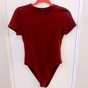 Basic Stretch Solid Red Bodysuit Medium NWOT
